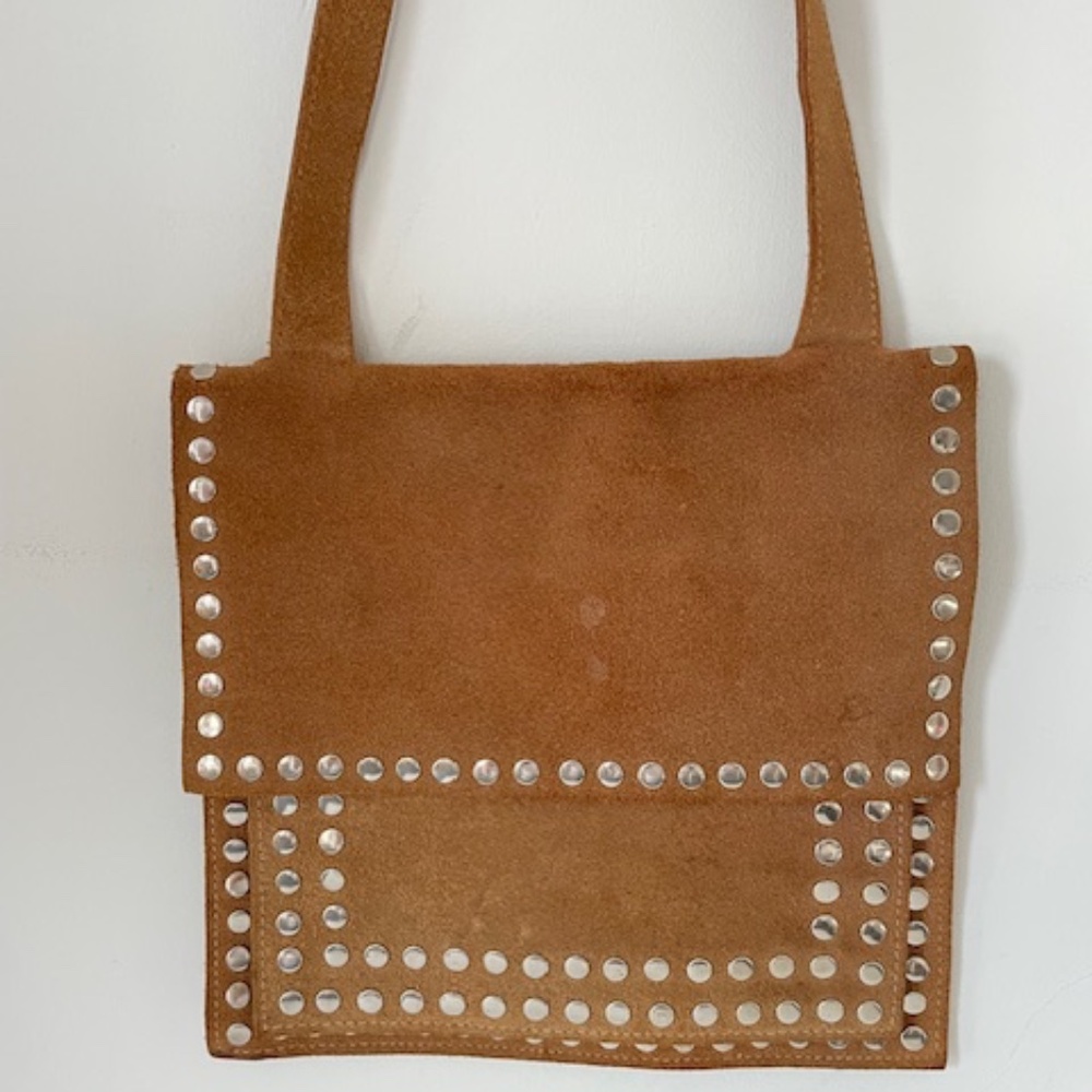 Vintage Suede Studded Crossbody Bag